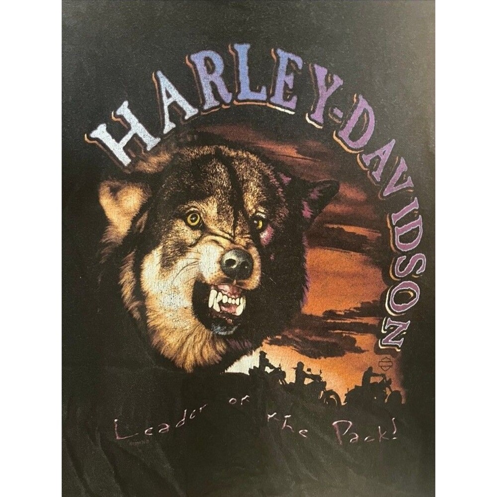 Vintage Harley Davidson Wolf Leader Of The Pack T-Shirt XXL Kingman Arizona 1999